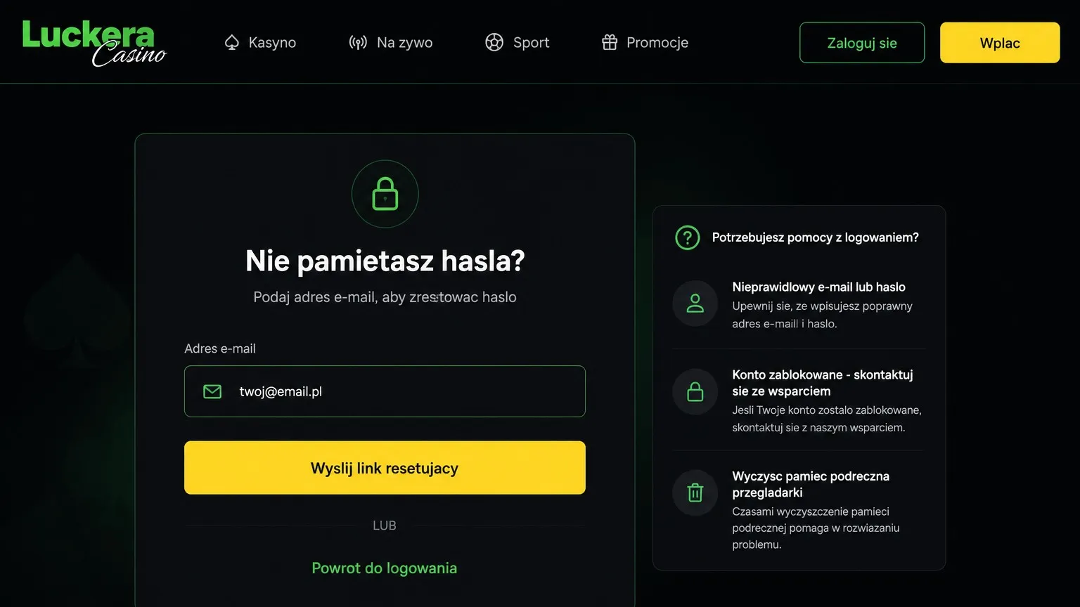 Problemy z logowaniem i ich rozwiązania w Luckera kasyno — Luckera logowanie